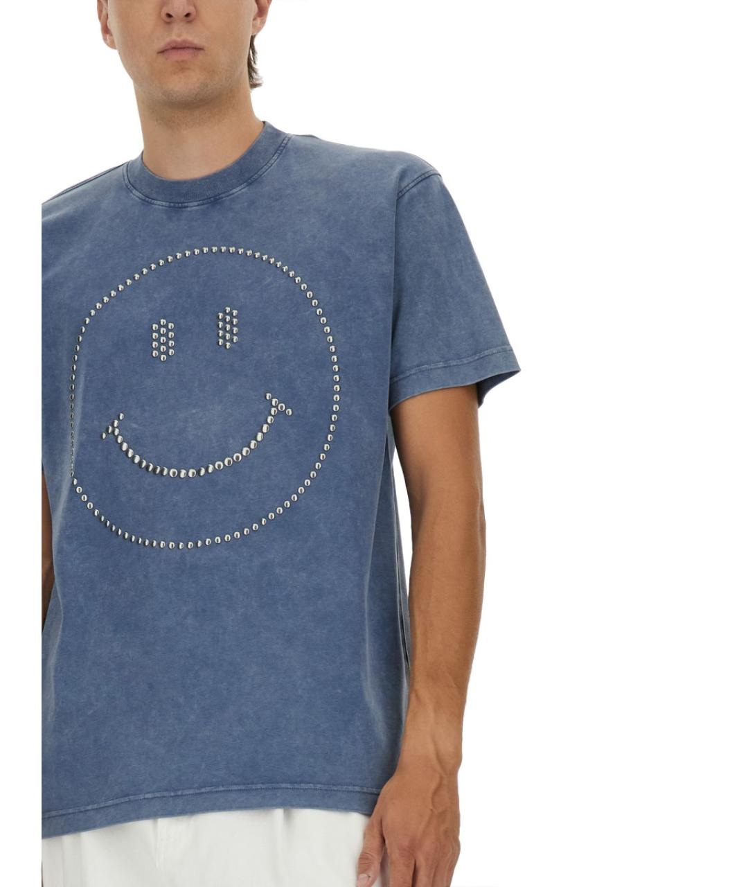 MOSCHINO Синяя хлопковая футболка, фото 4