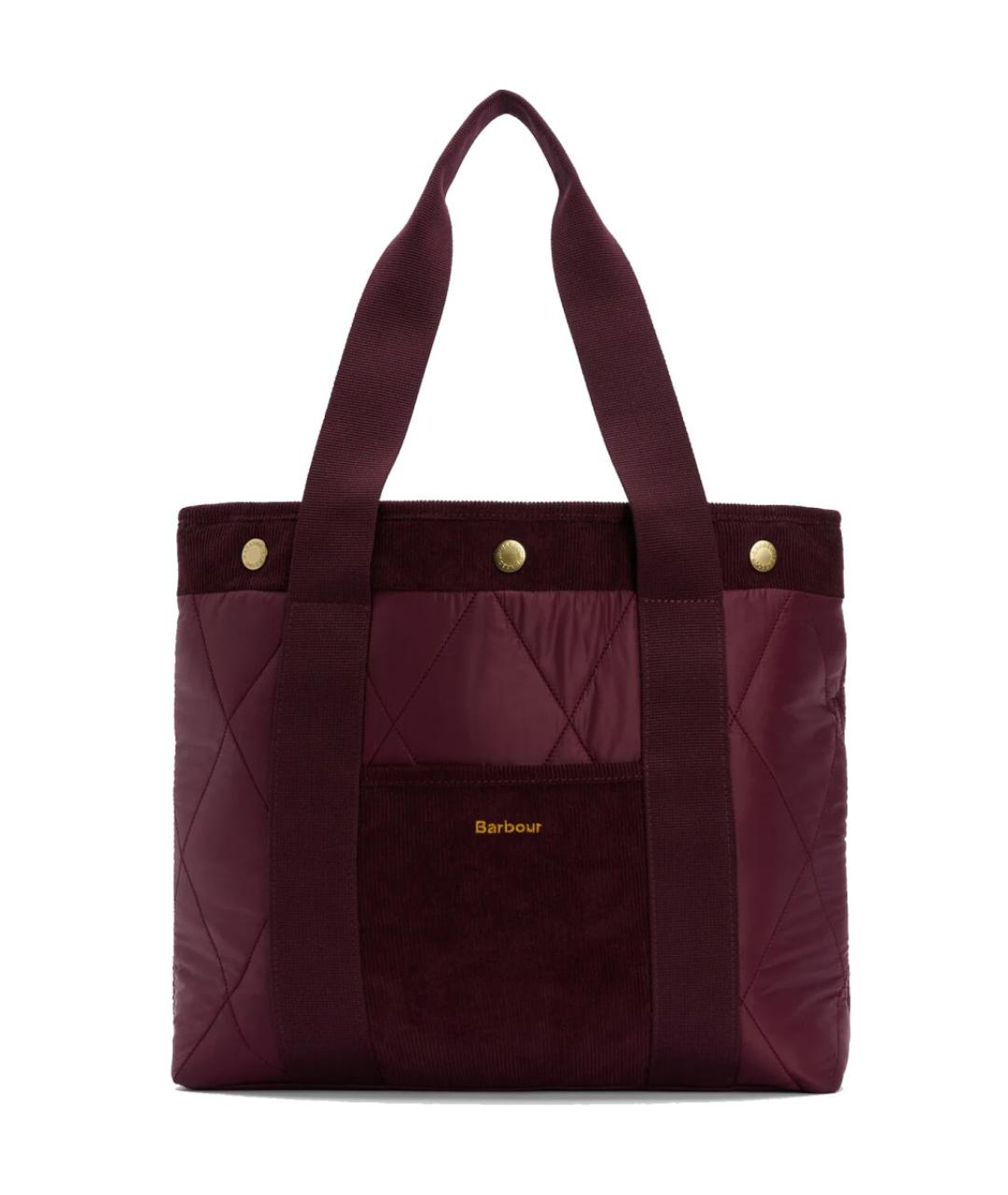 BARBOUR Бордовая синтетическая сумка тоут, фото 1