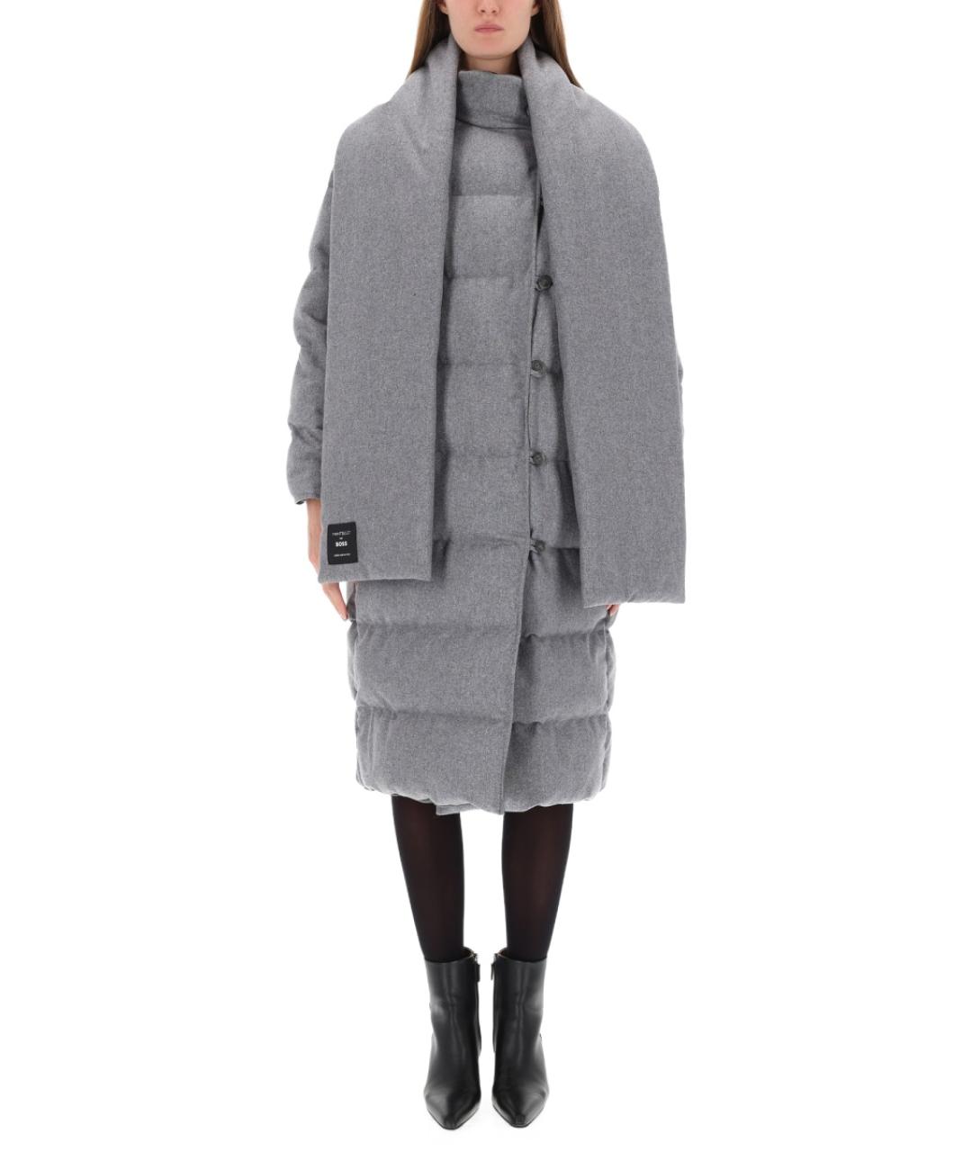 HUGO BOSS Серый шерстяной пуховик, фото 2