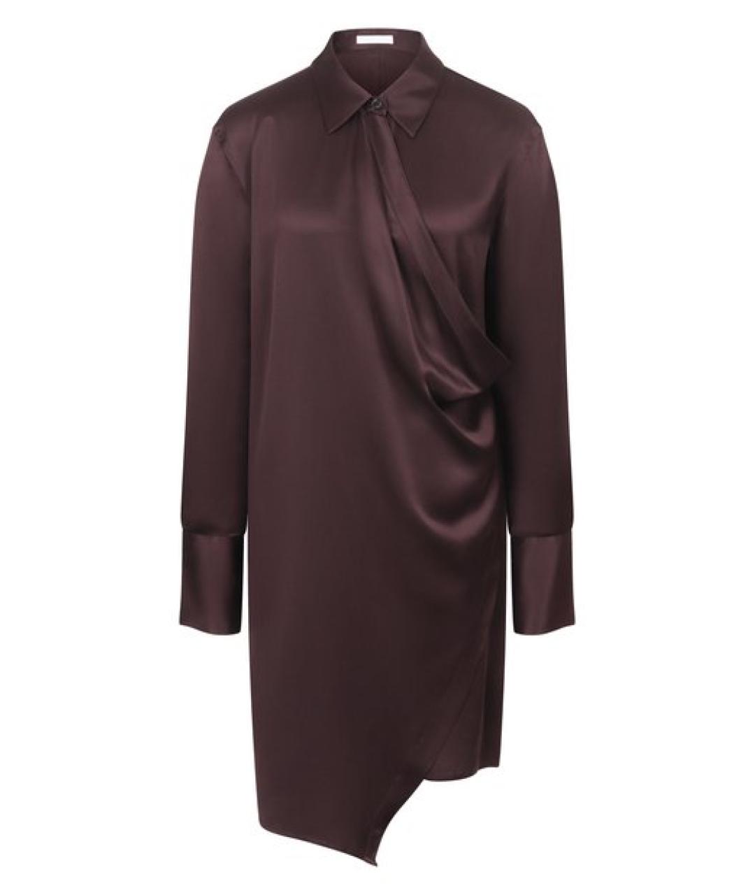 HELMUT LANG Бордовое шелковое повседневное платье, фото 1