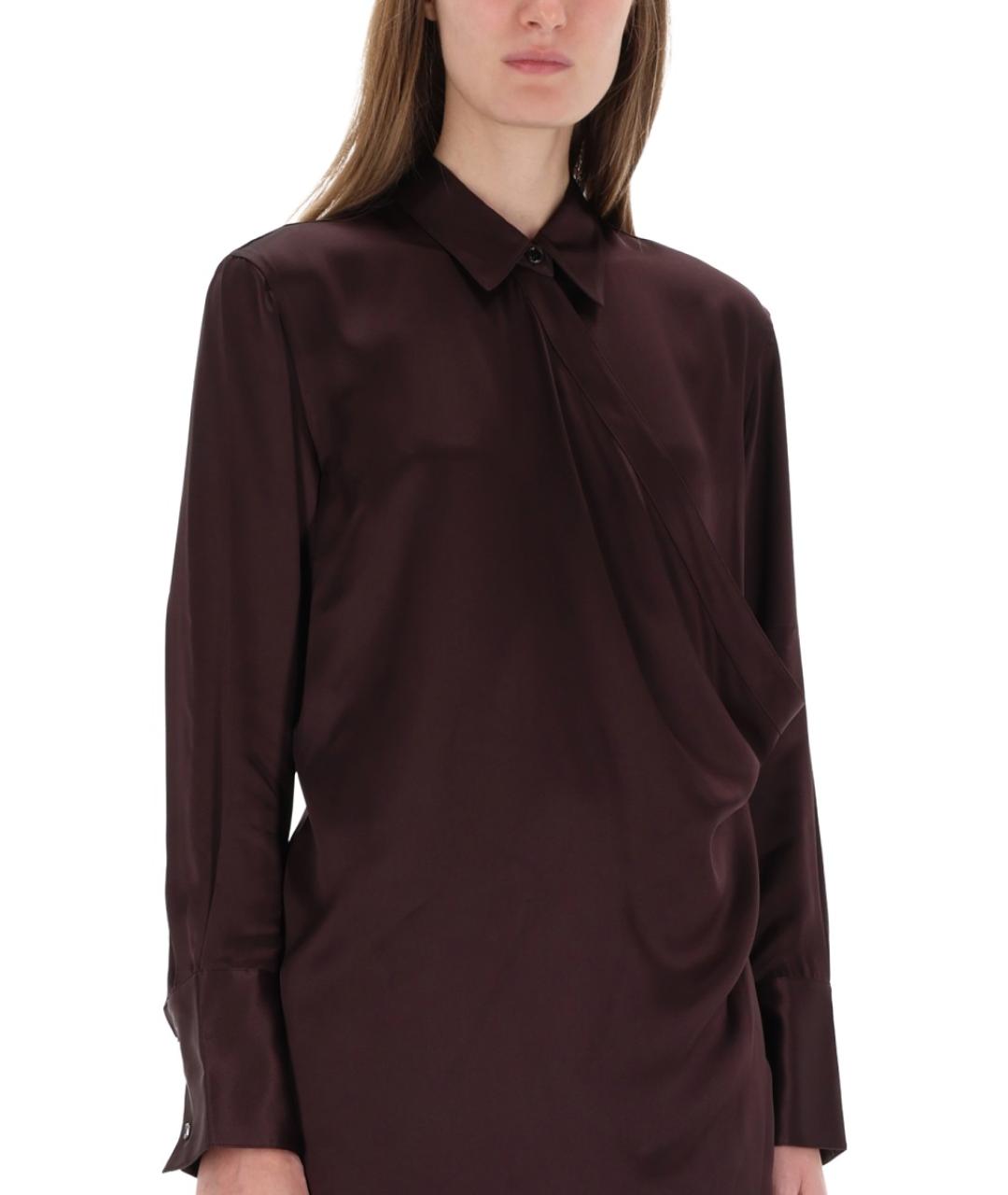 HELMUT LANG Бордовое шелковое повседневное платье, фото 4