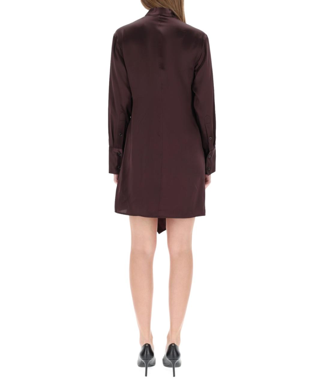 HELMUT LANG Бордовое шелковое повседневное платье, фото 3