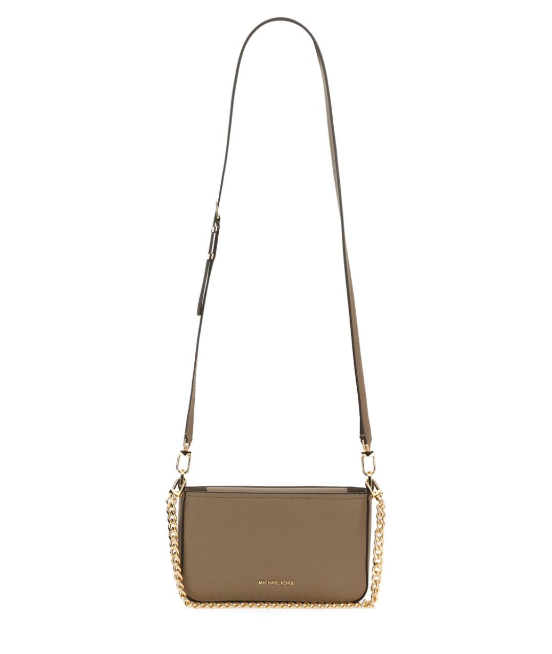 MICHAEL KORS Бежевая кожаная сумка через плечо, фото 3