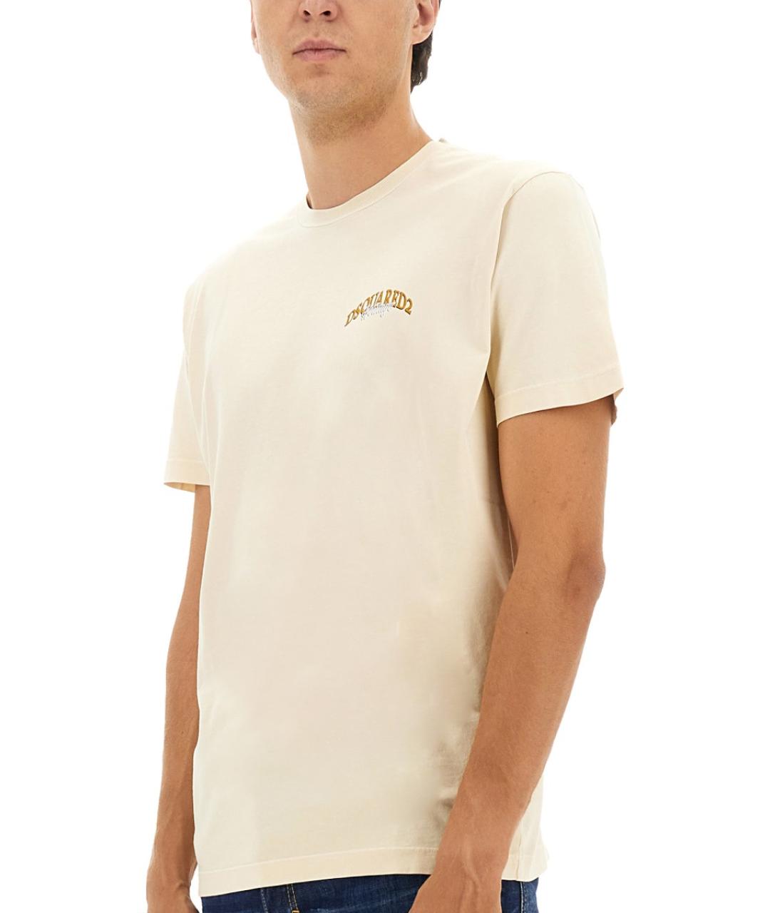 DSQUARED2 Бежевая хлопковая футболка, фото 4