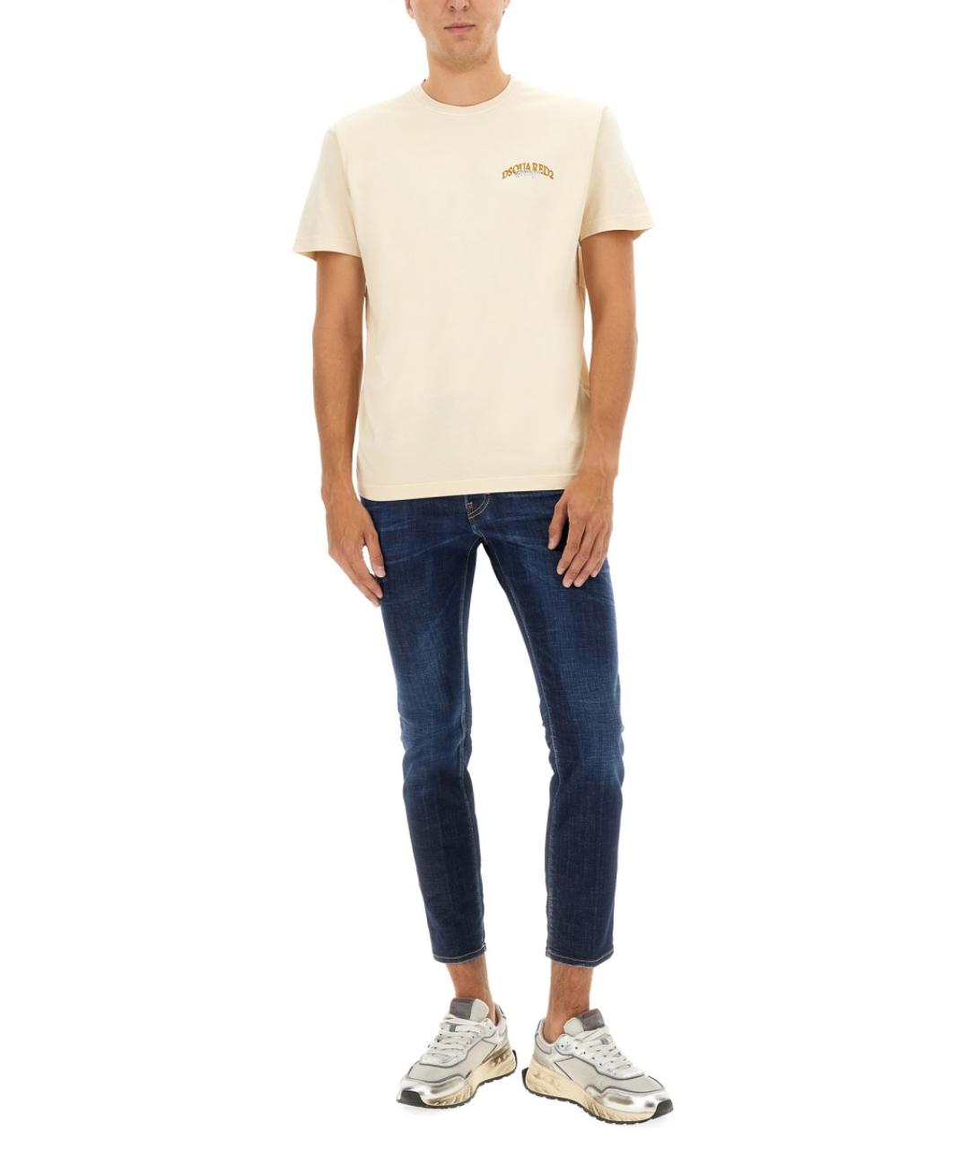 DSQUARED2 Бежевая хлопковая футболка, фото 2