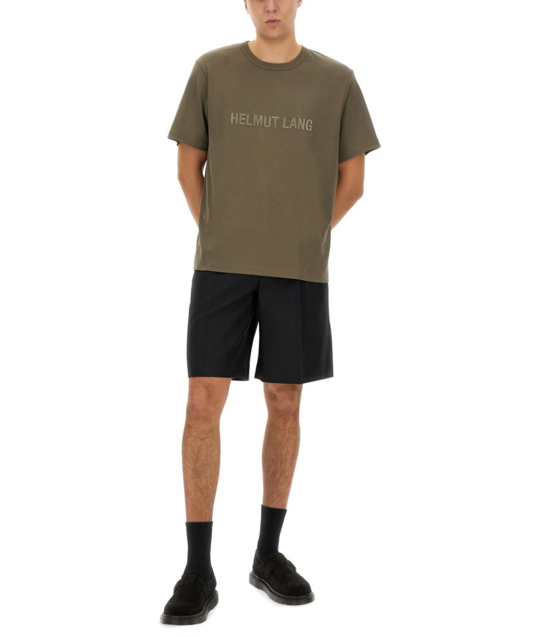 HELMUT LANG Хаки хлопковая футболка, фото 2