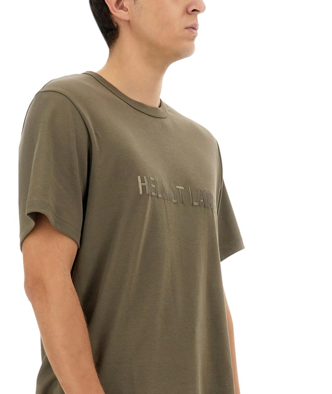 HELMUT LANG Хаки хлопковая футболка, фото 4