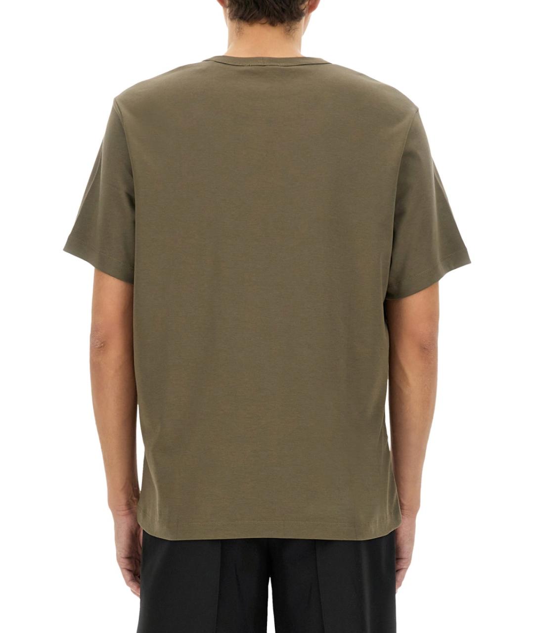 HELMUT LANG Хаки хлопковая футболка, фото 3