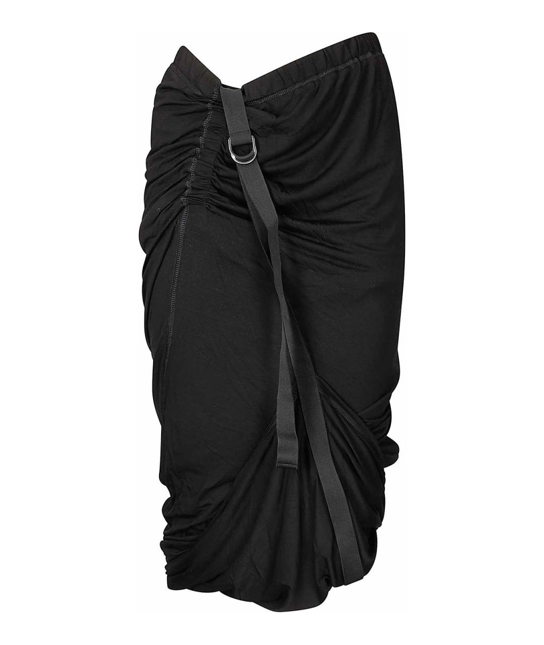 HELMUT LANG Черная атласная юбка миди, фото 1