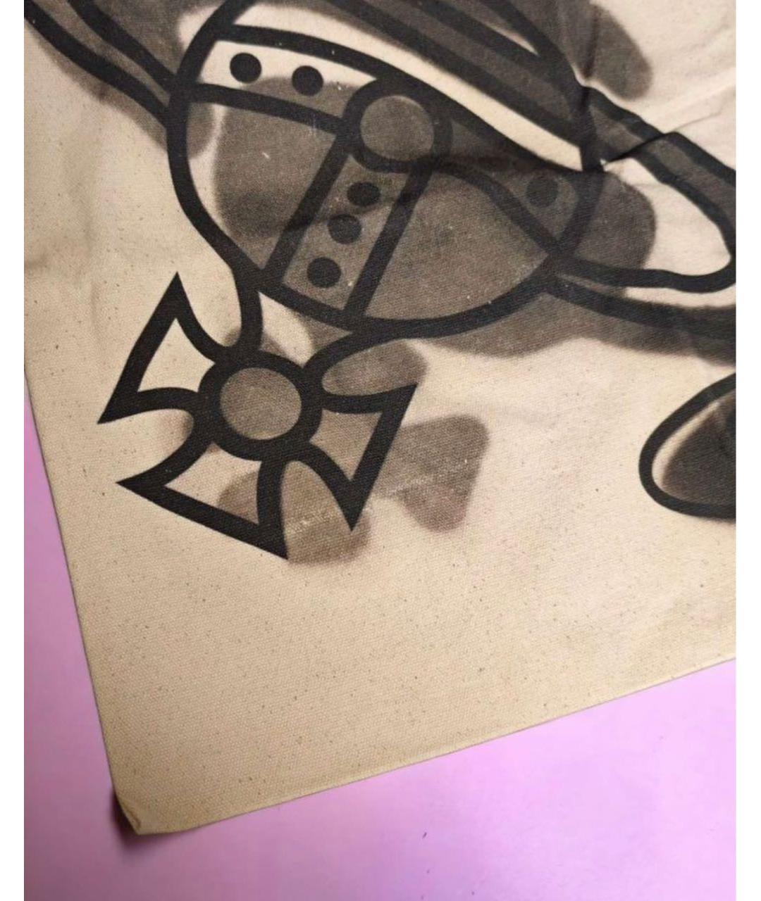 VIVIENNE WESTWOOD Бежевая хлопковая сумка тоут, фото 3