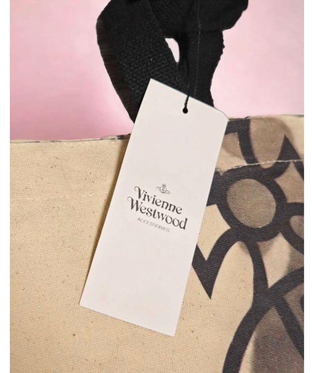 VIVIENNE WESTWOOD Бежевая хлопковая сумка тоут, фото 2