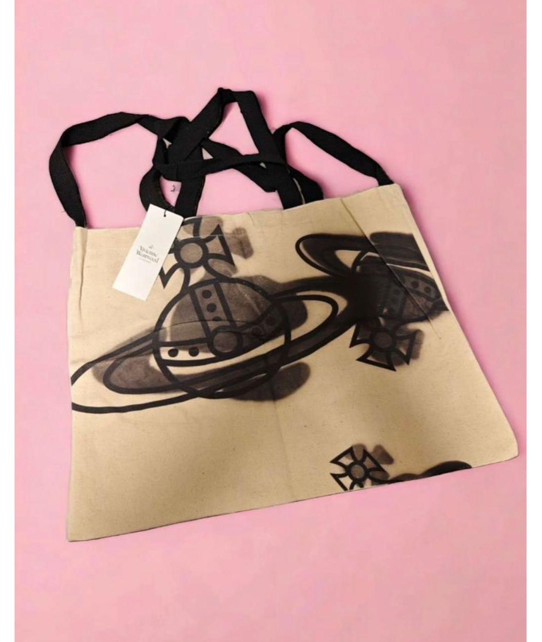 VIVIENNE WESTWOOD Бежевая хлопковая сумка тоут, фото 7