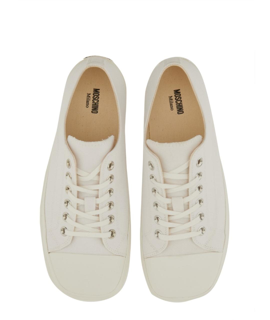 MOSCHINO Белые кожаные низкие кроссовки / кеды, фото 4