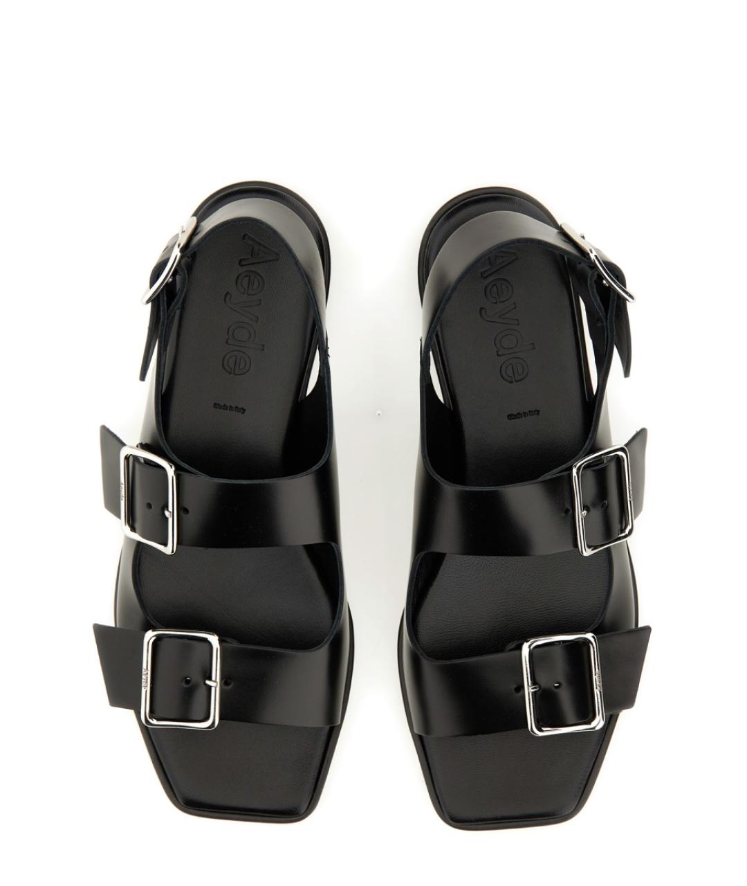 AEYDE Черные кожаные сандалии, фото 5