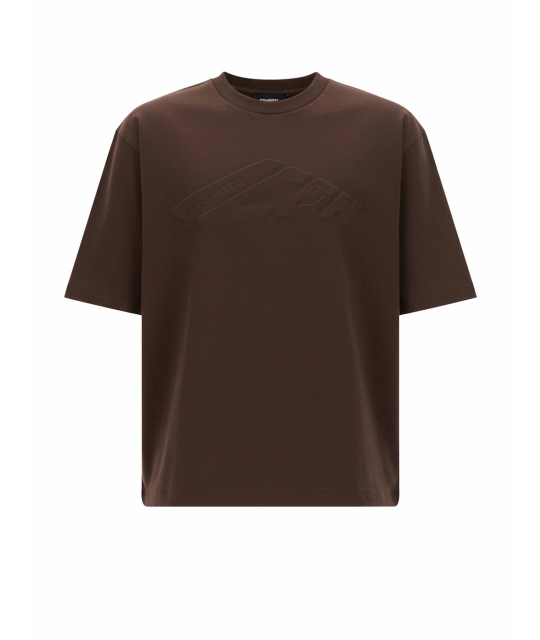DSQUARED2 Коричневая хлопковая футболка, фото 1