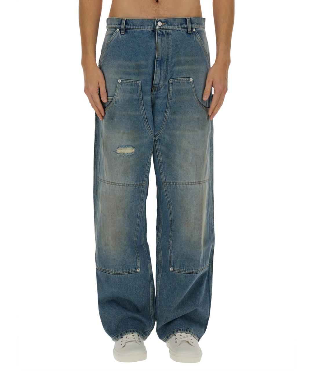 MOSCHINO Синие хлопковые прямые джинсы, фото 2