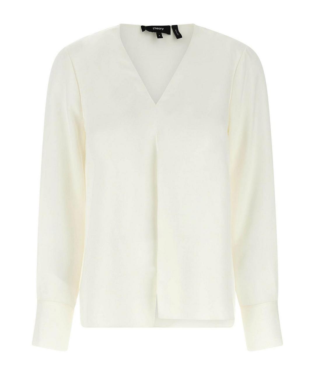 THEORY Белая шелковая блузы, фото 1