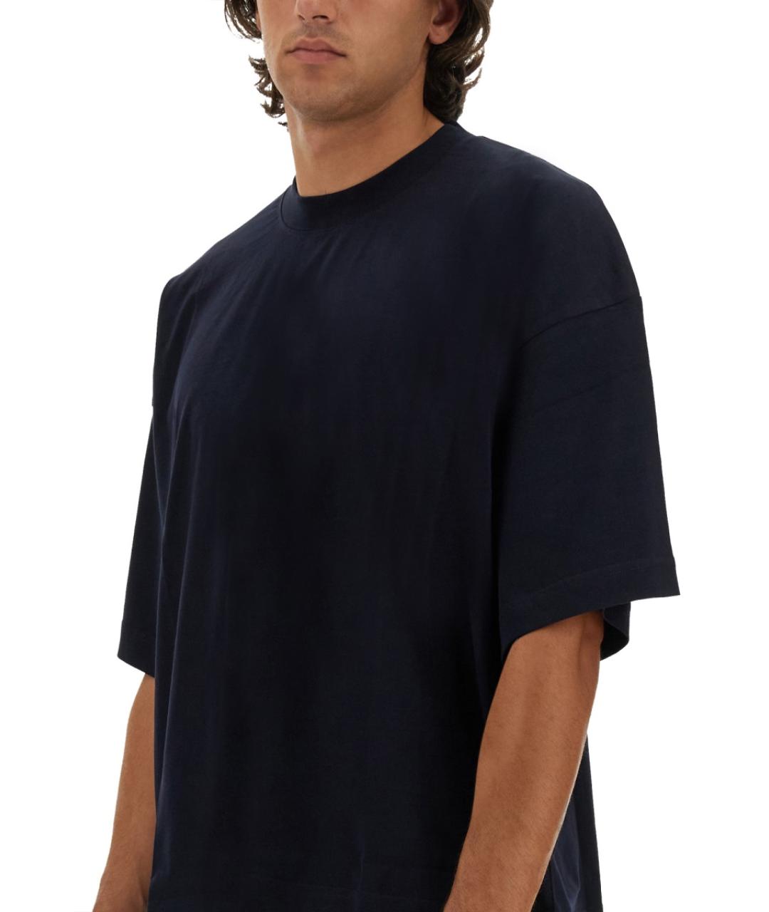 STUDIO NICHOLSON Синяя хлопковая футболка, фото 4