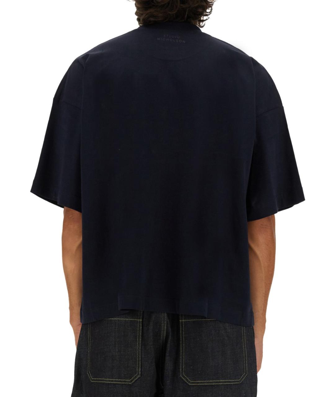 STUDIO NICHOLSON Синяя хлопковая футболка, фото 3