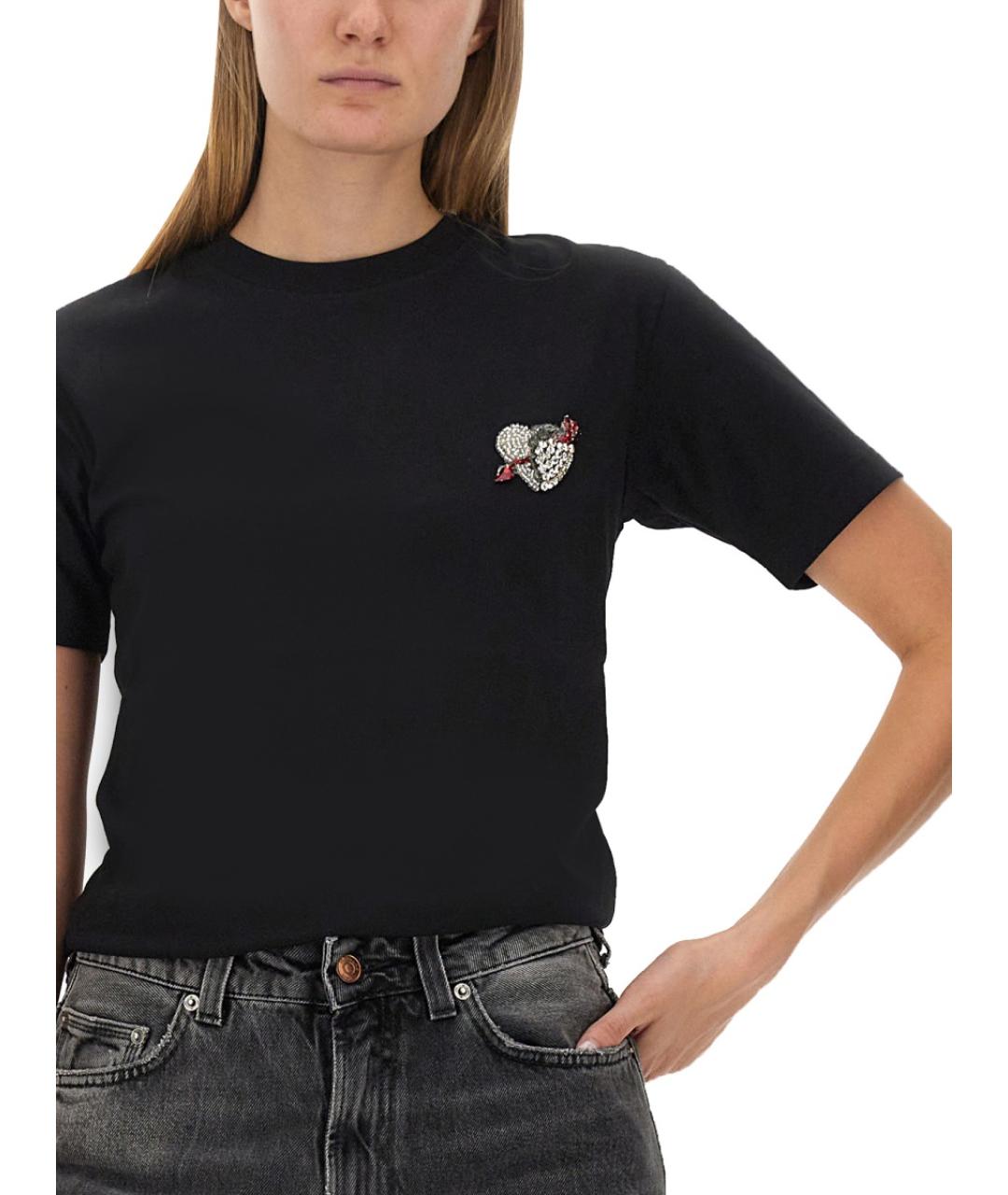 MSGM Черная хлопковая футболка, фото 5