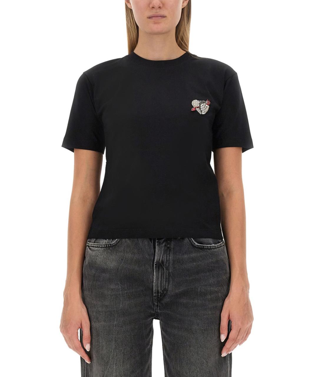 MSGM Черная хлопковая футболка, фото 2