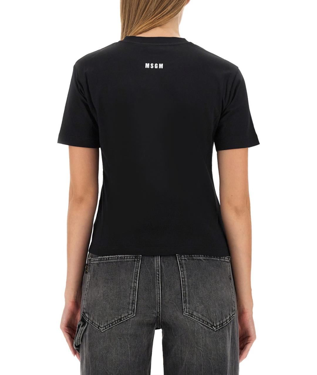 MSGM Черная хлопковая футболка, фото 4
