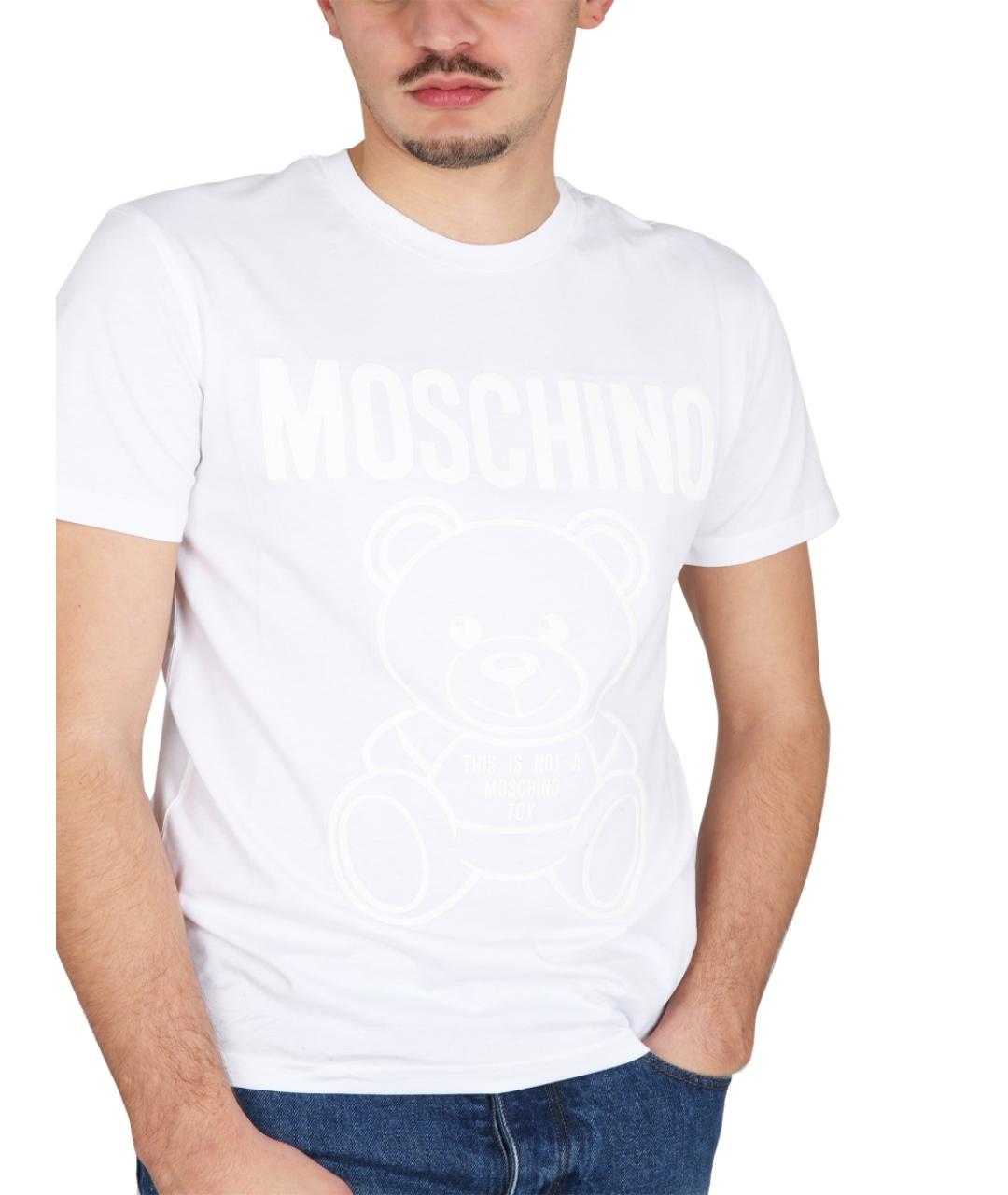 MOSCHINO Белая хлопковая футболка, фото 4