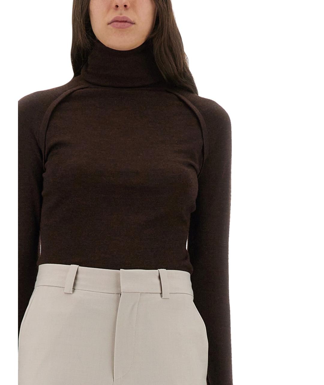 VICTORIA BECKHAM Коричневая шерстяная водолазка, фото 5
