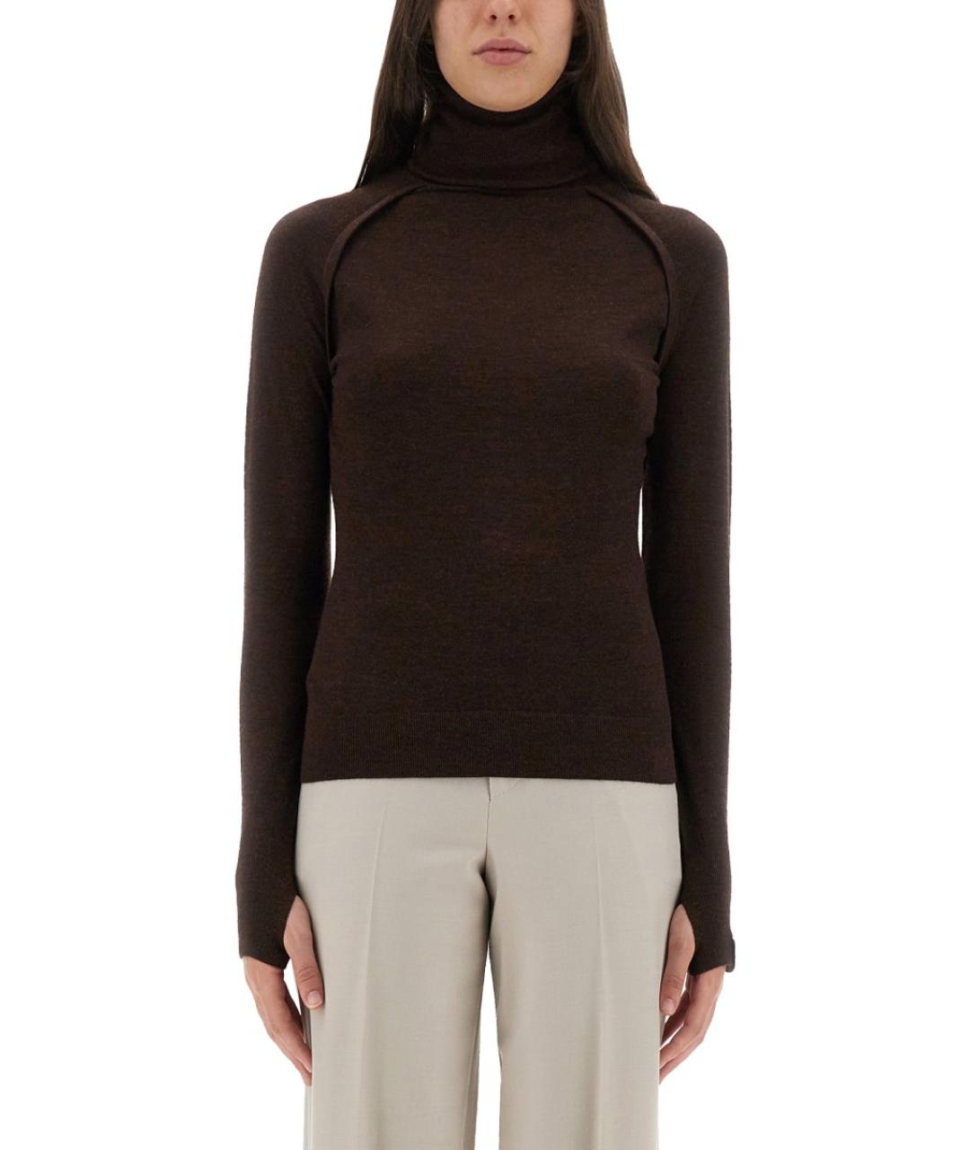 VICTORIA BECKHAM Коричневая шерстяная водолазка, фото 2