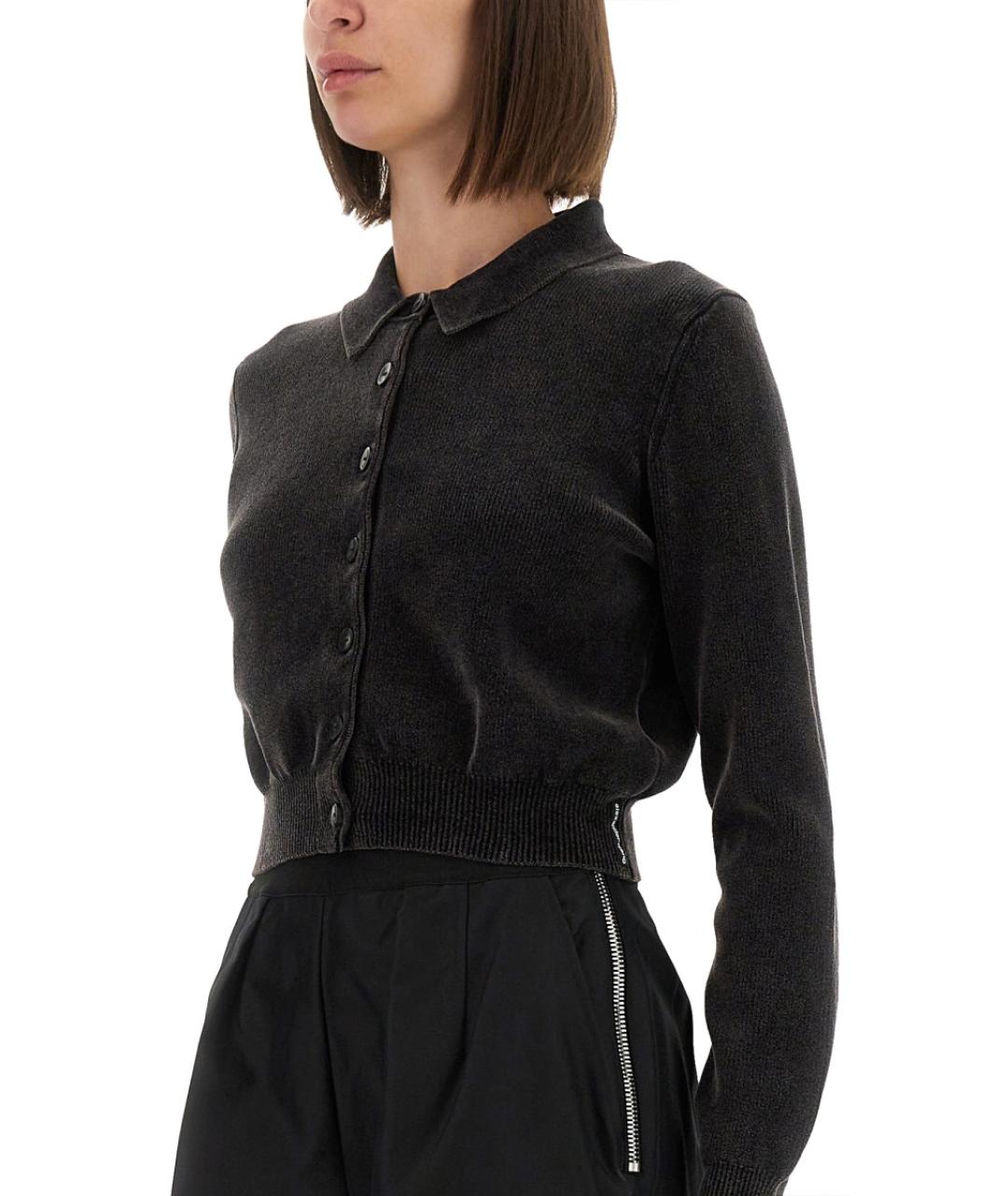 ALEXANDER WANG Антрацитовый хлопко-эластановый кардиган, фото 5