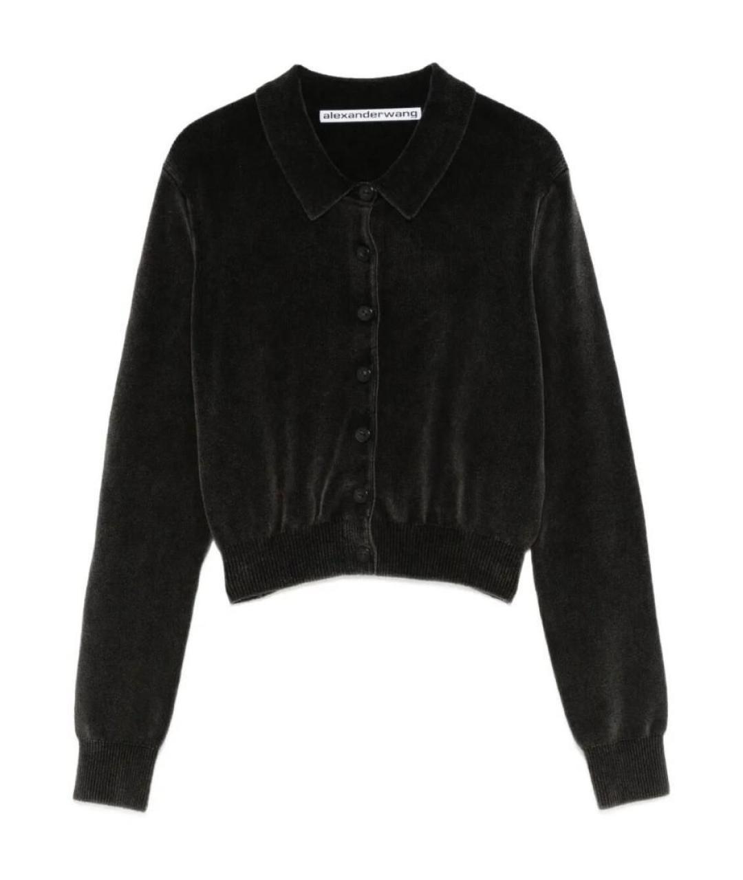 ALEXANDER WANG Антрацитовый хлопко-эластановый кардиган, фото 1