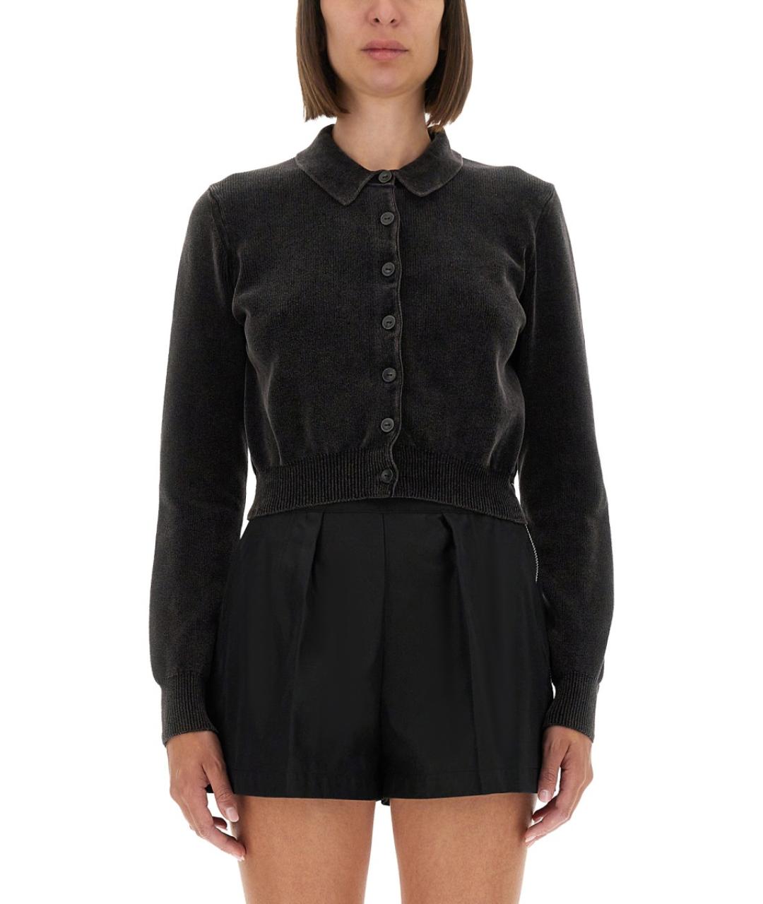 ALEXANDER WANG Антрацитовый хлопко-эластановый кардиган, фото 2