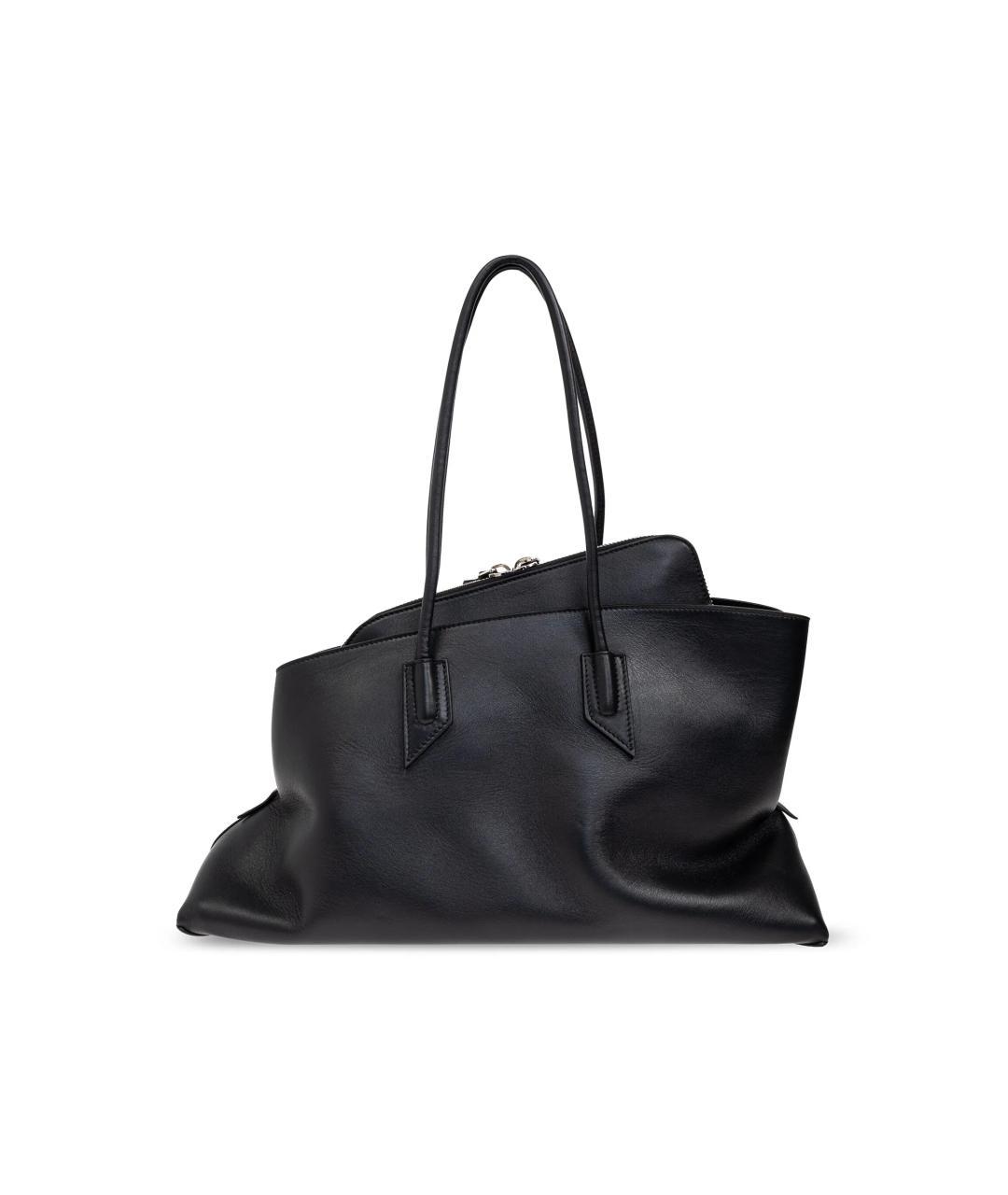 THE ATTICO Черная кожаная сумка тоут, фото 1