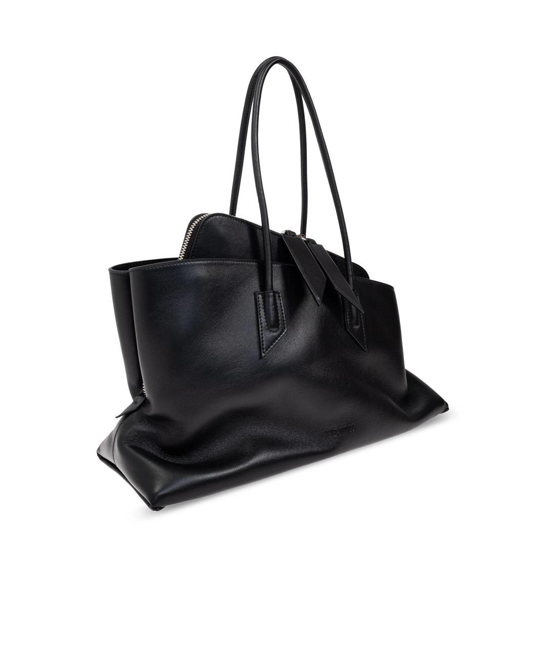THE ATTICO Черная кожаная сумка тоут, фото 3