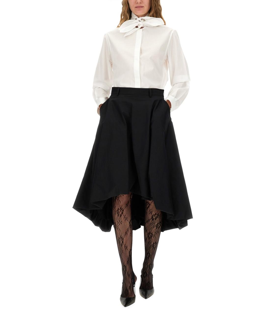 MOSCHINO Черная хлопко-эластановая юбка миди, фото 3