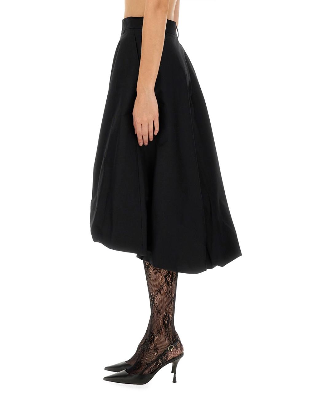 MOSCHINO Черная хлопко-эластановая юбка миди, фото 5