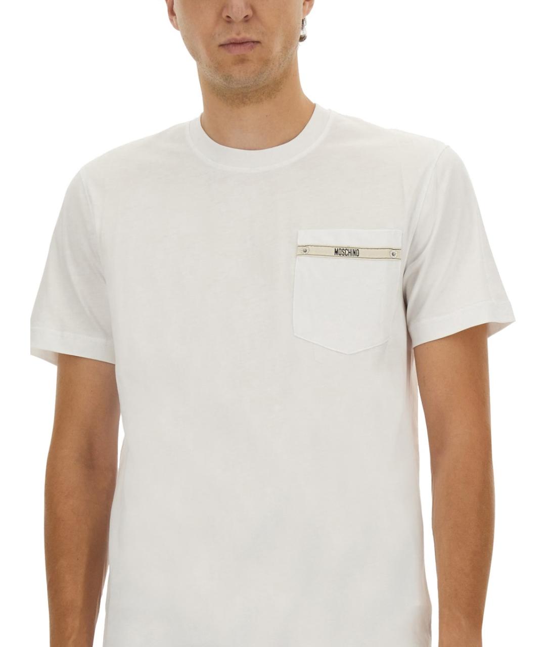 MOSCHINO Белая хлопковая футболка, фото 5