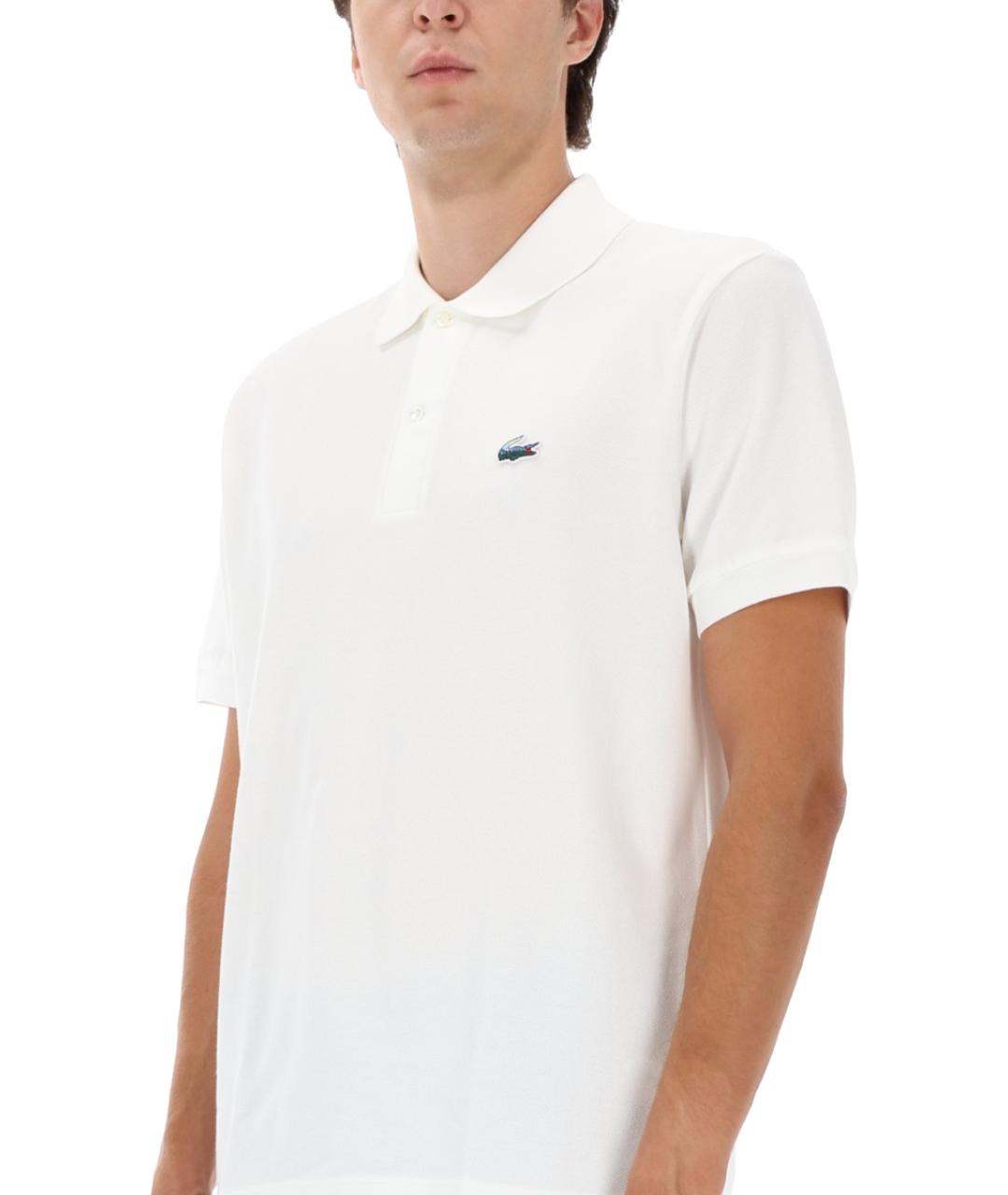 LACOSTE Белое хлопковое поло с коротким рукавом, фото 4