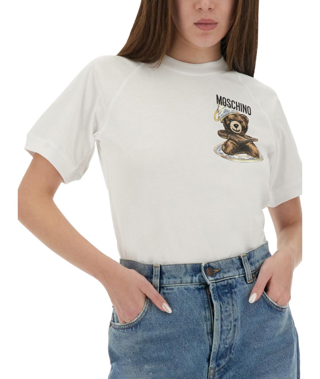 MOSCHINO Белая хлопковая футболка, фото 3