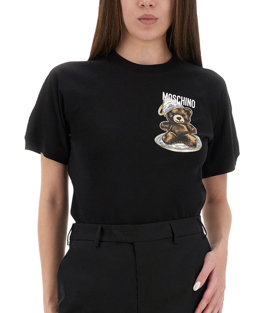 MOSCHINO Черная хлопковая футболка, фото 4