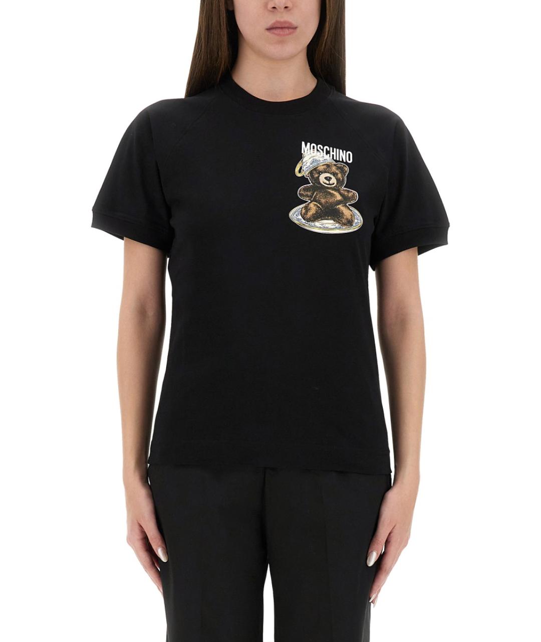 MOSCHINO Черная хлопковая футболка, фото 5