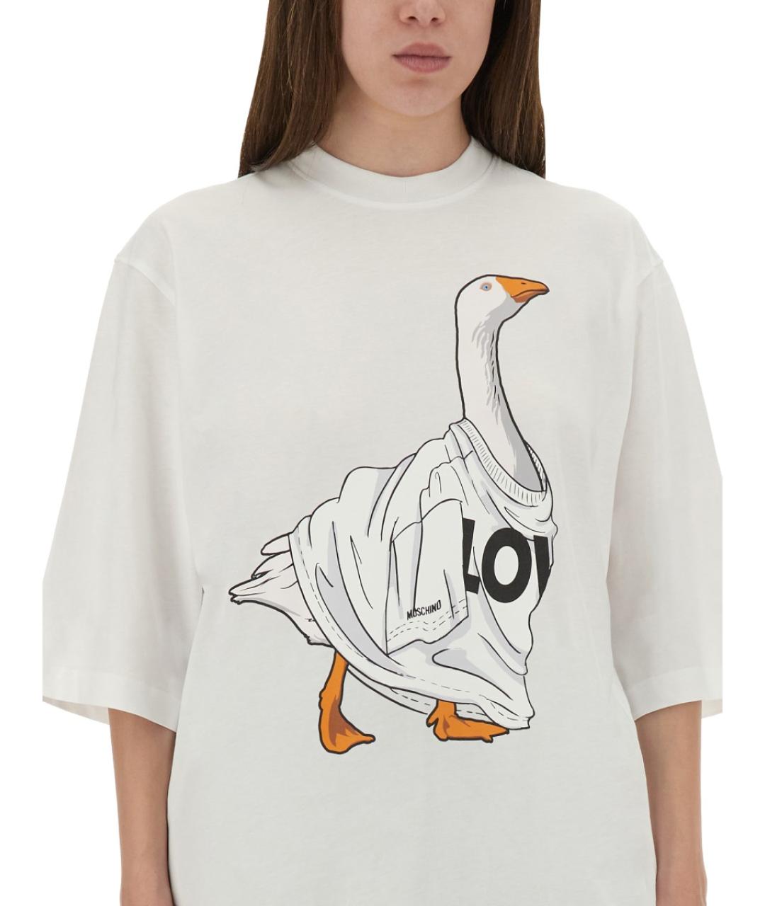 MOSCHINO Белая хлопковая футболка, фото 5