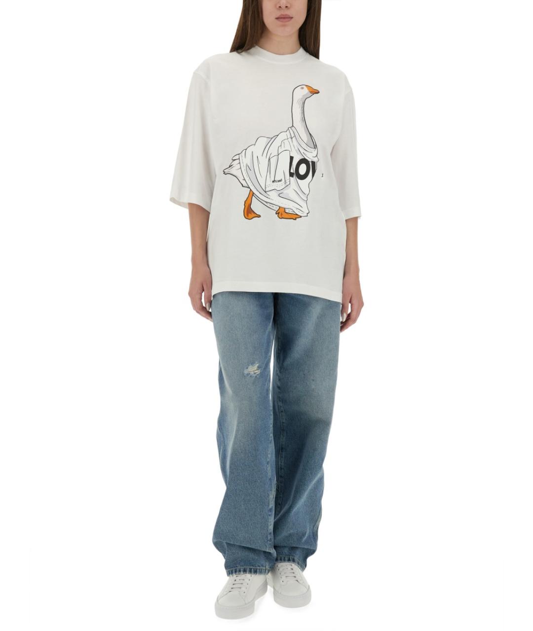 MOSCHINO Белая хлопковая футболка, фото 3