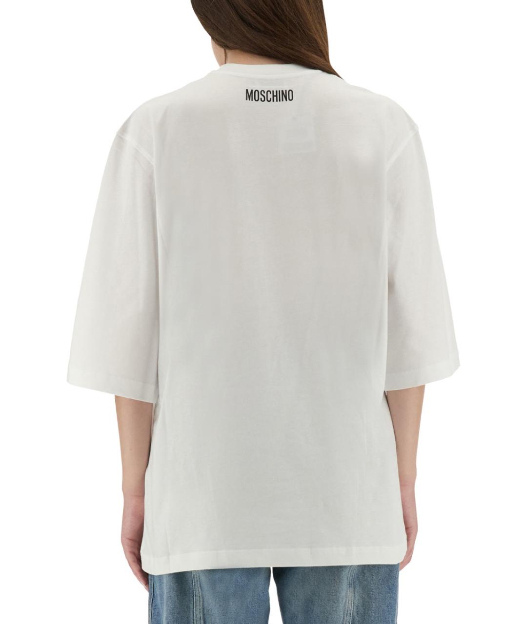 MOSCHINO Белая хлопковая футболка, фото 4