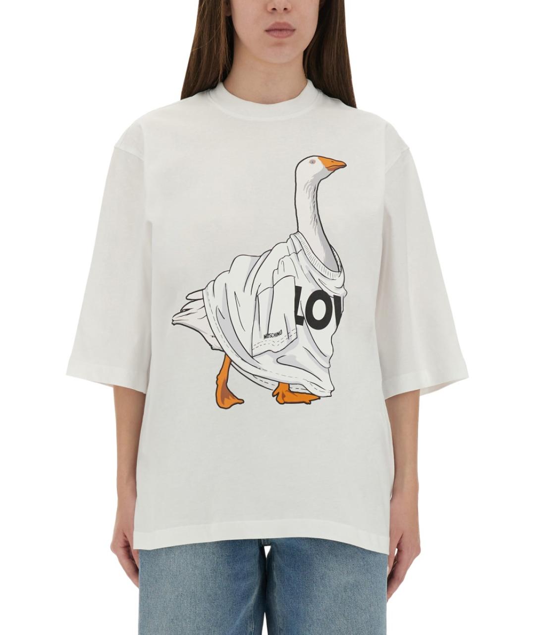 MOSCHINO Белая хлопковая футболка, фото 2