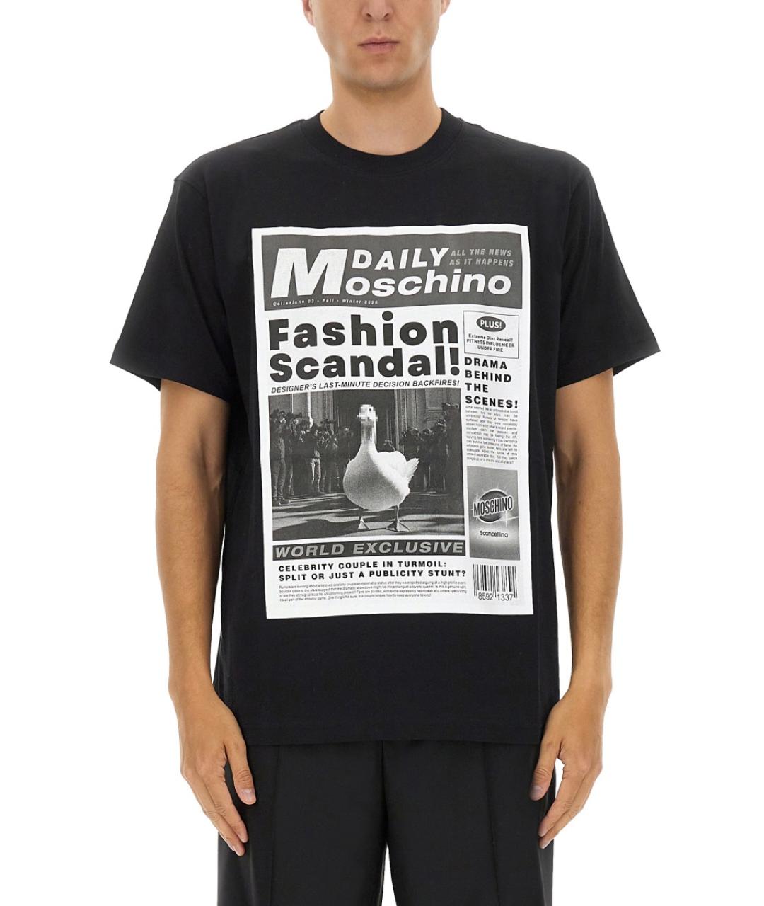 MOSCHINO Черная хлопковая футболка, фото 5