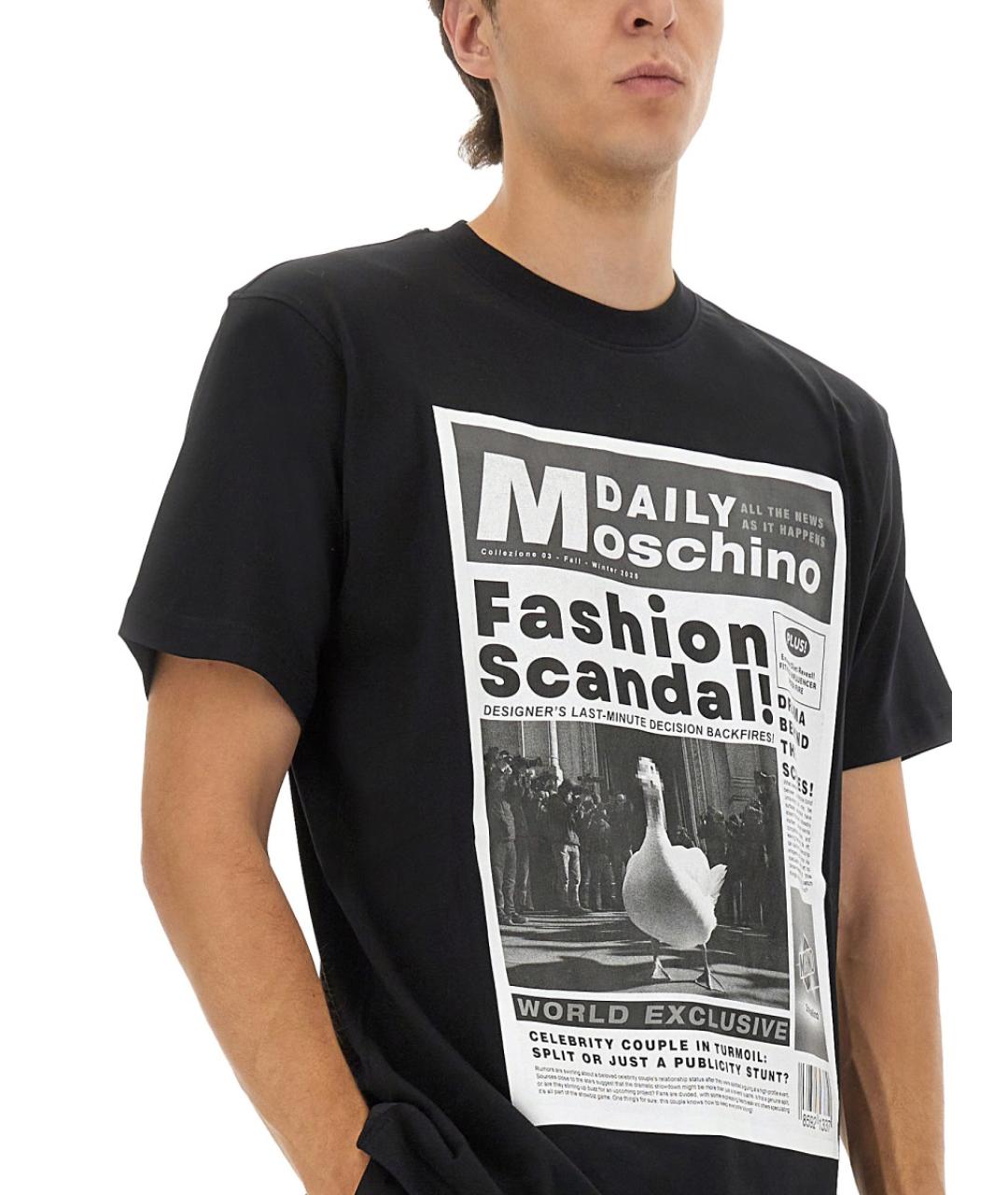 MOSCHINO Черная хлопковая футболка, фото 4