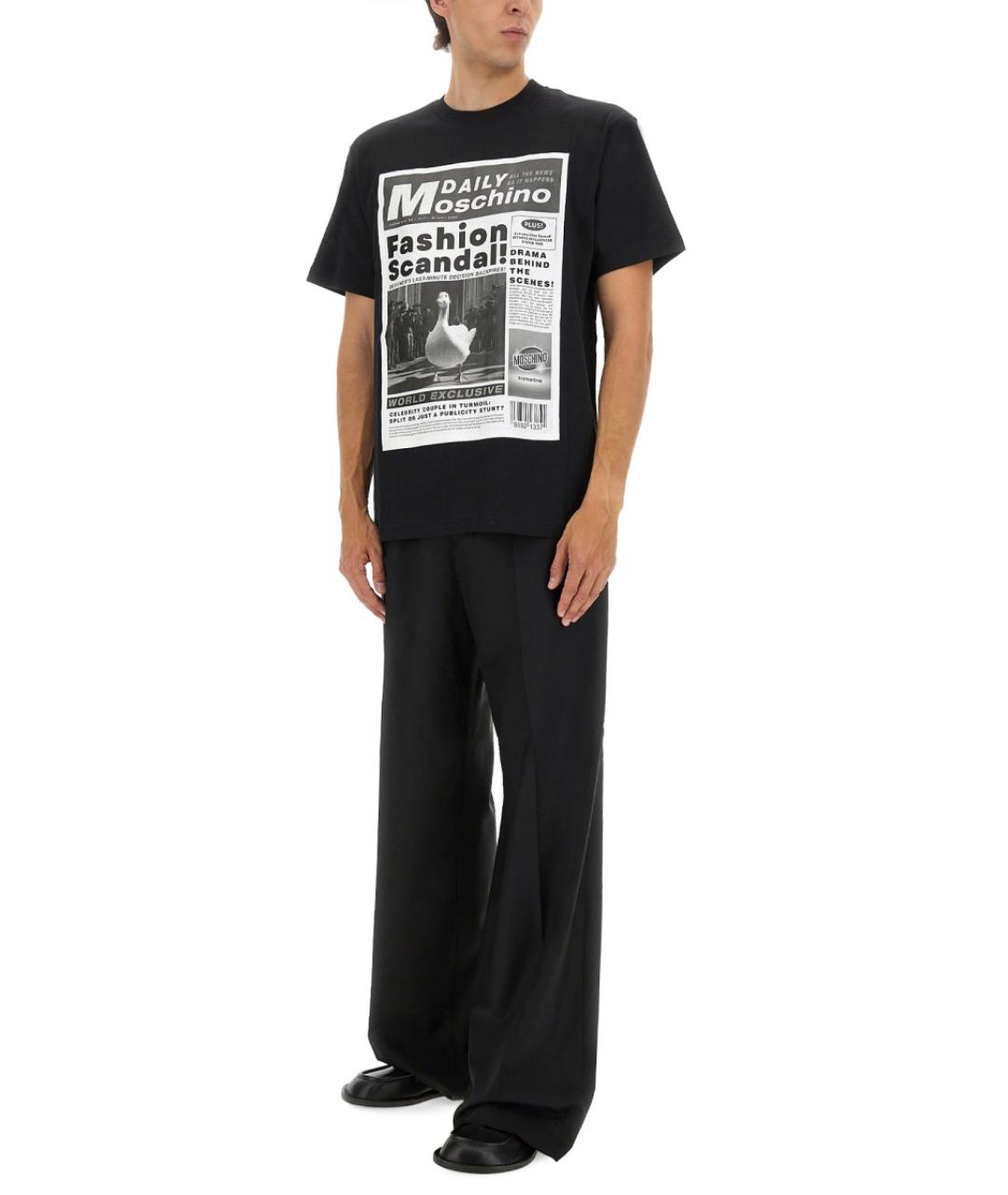 MOSCHINO Черная хлопковая футболка, фото 2
