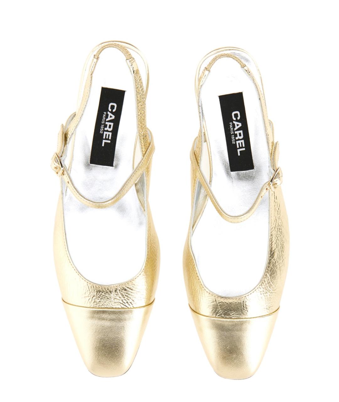 CAREL Золотые лодочки на низком каблуке, фото 5