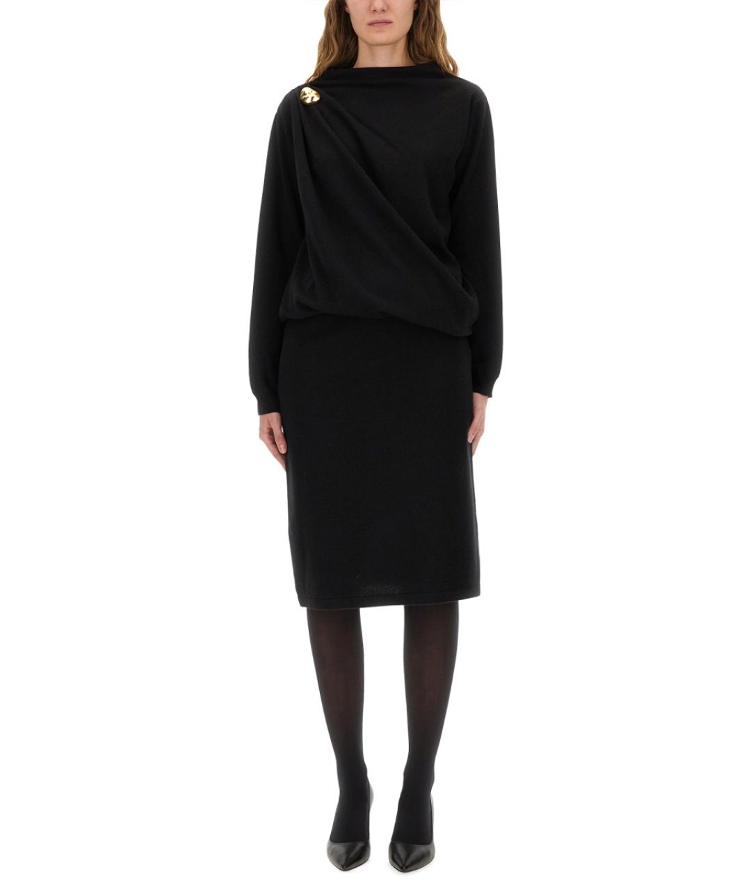 FABIANA FILIPPI Черное шерстяное повседневное платье, фото 2